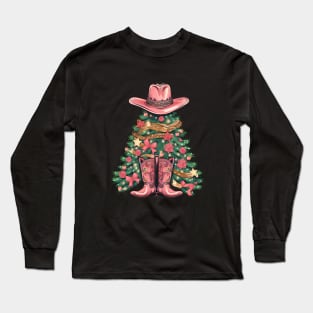 Cousin Tree Wearing Pink Cowboy Boots and Hat Long Sleeve T-Shirt